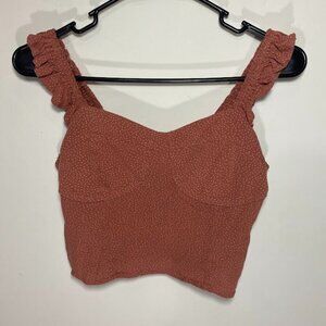 American Eagle Cropped Ruffle Dot Tank